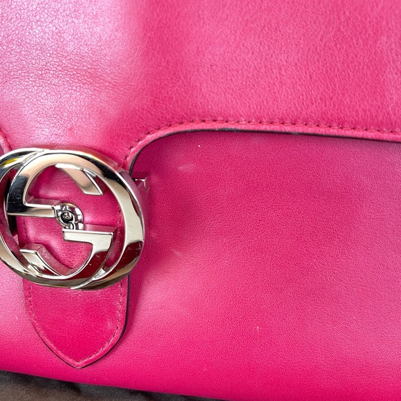 Gucci GG Logo Pink Leather Shoulder Bag Crossbody - Picture 12 of 16